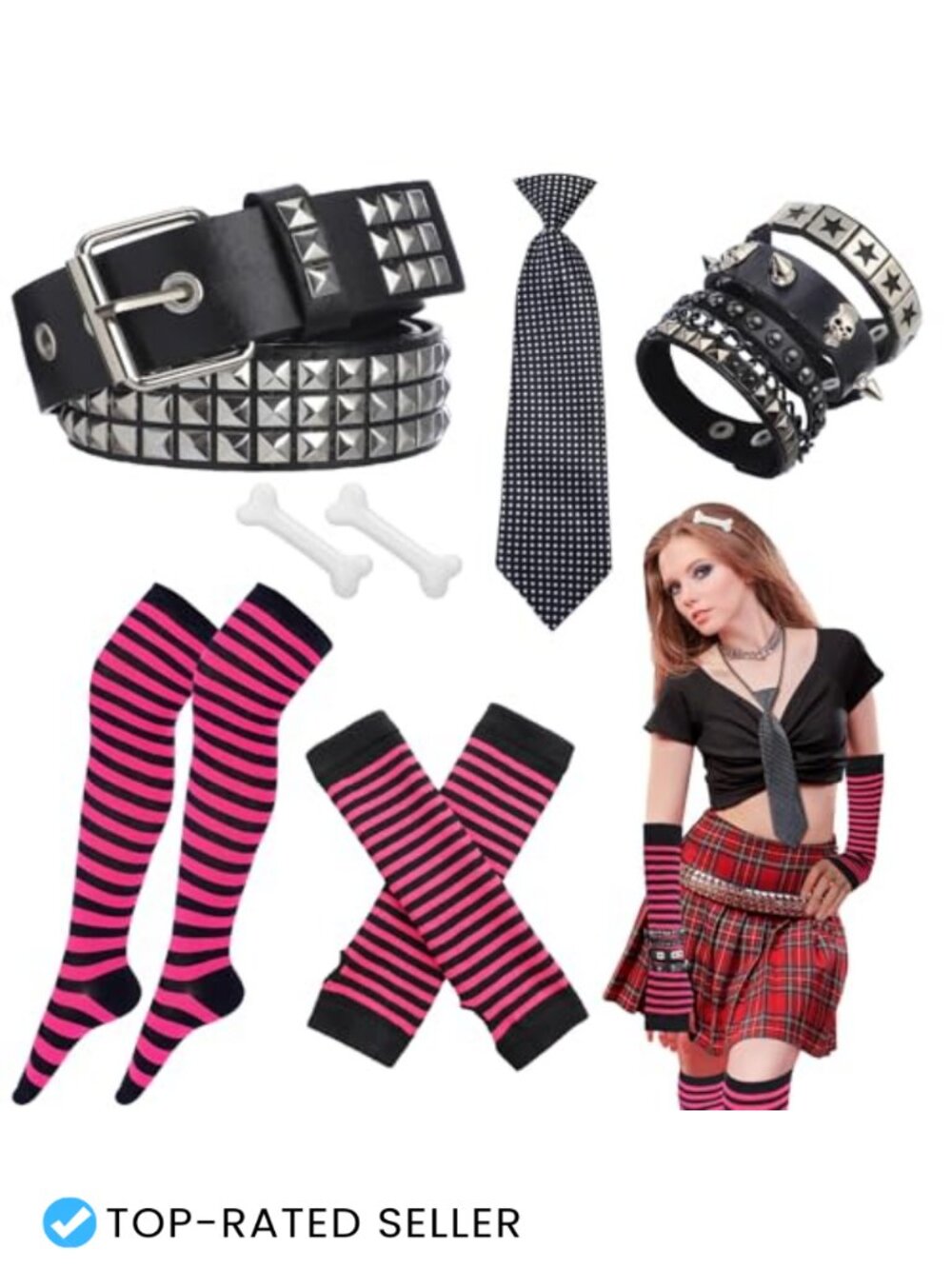 Scene Girl Accessories Set Belt Bracelet Socks Arm Warmers